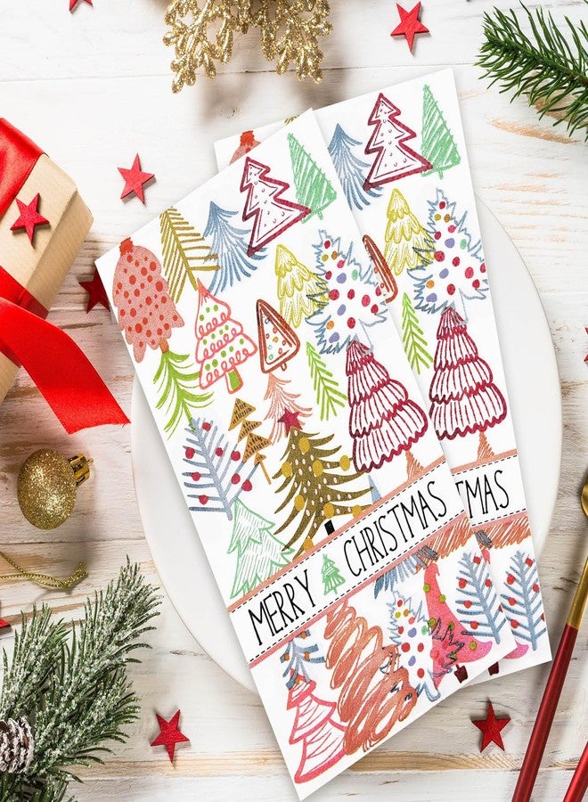 وولاين مجموعة مناديل ضيوف عيد الميلاد من والين، 100 قطعة، مناديل ورقية ملونة للاستخدام مرة واحدة بتصميم شجرة عيد الميلاد، مثالية لفصل الشتاء، مناشف يد أنيقة للمنزل والمطبخ والمطاعم. - Image 3